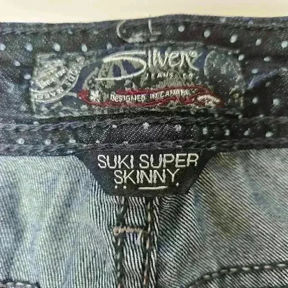 Silver Jeans Womens 30x29 Suki Super Skinny  Blue Polka Dot Stretch - Picture 5 of 8